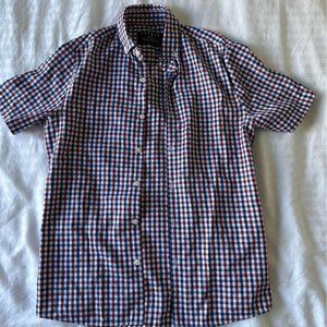 Topman Men's Plaid Button-Up (Red/Blue)